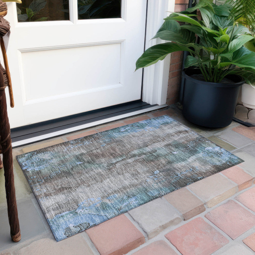 Machine Washable Indoor/Outdoor Chantille ACN1869 Taupe 1'8" x 2'6" Rug