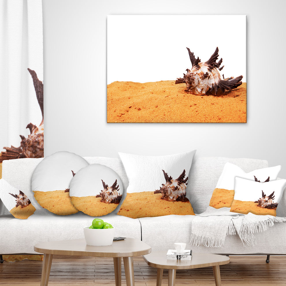 Large Sea Shells on Sand Seascape Throw Pillow, 16"x16"