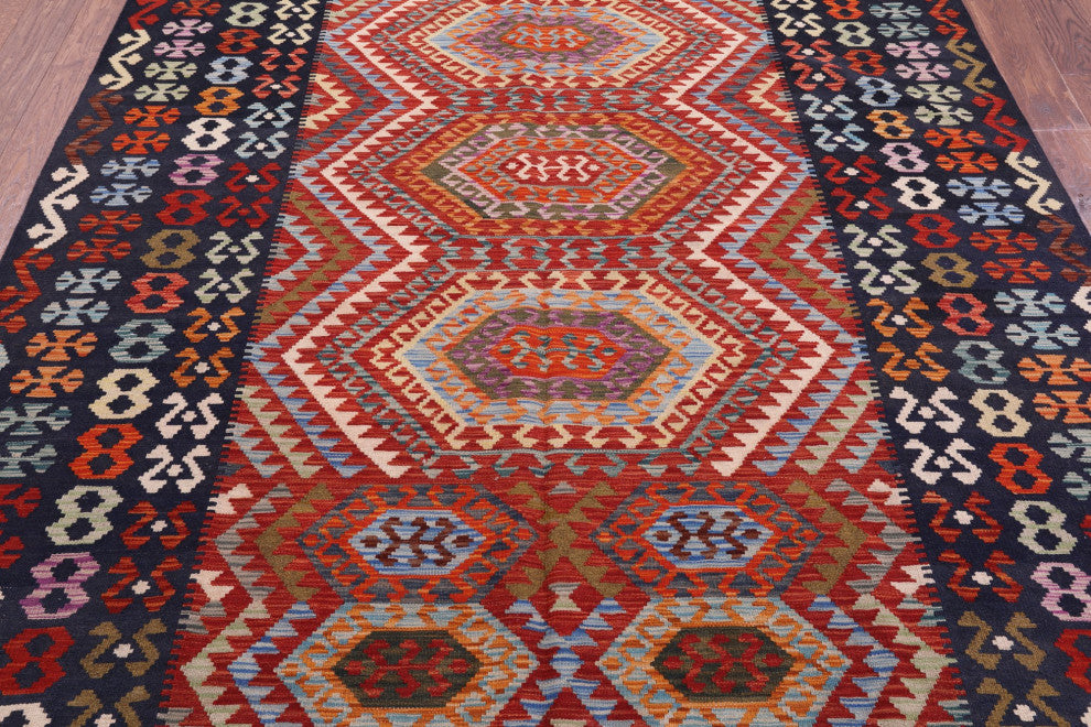 Kilim Flat Weave Reversible Wool On Wool Rug 6' 9 X 9' 9" Q9464