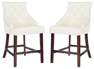 Safavieh Eleni Tufted Counterstool, White/Espresso