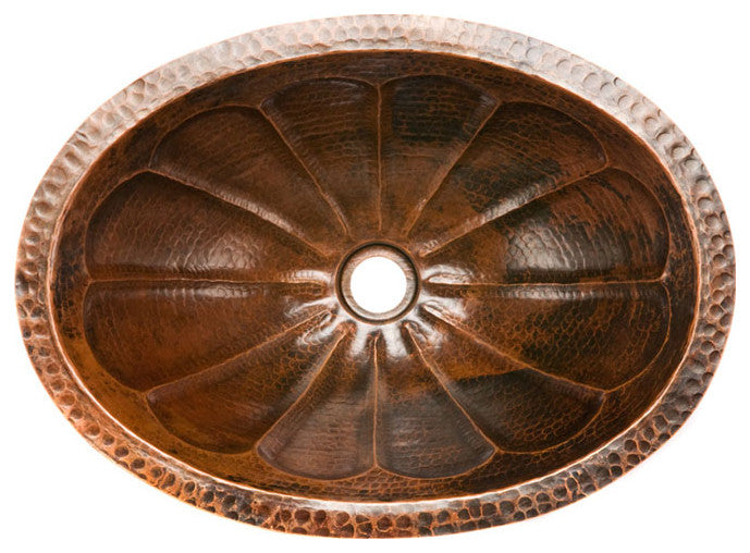 LO19FSBDB Sunburst Under Counter Hammered Copper Sink