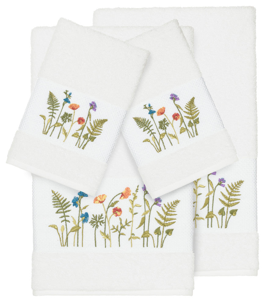 Serenity 4-Piece Embellished Towel Set, White