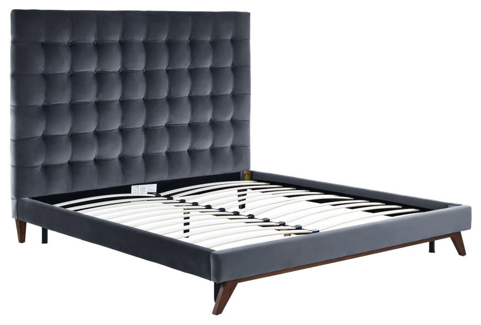 Eden Gray Velvet Bed, King
