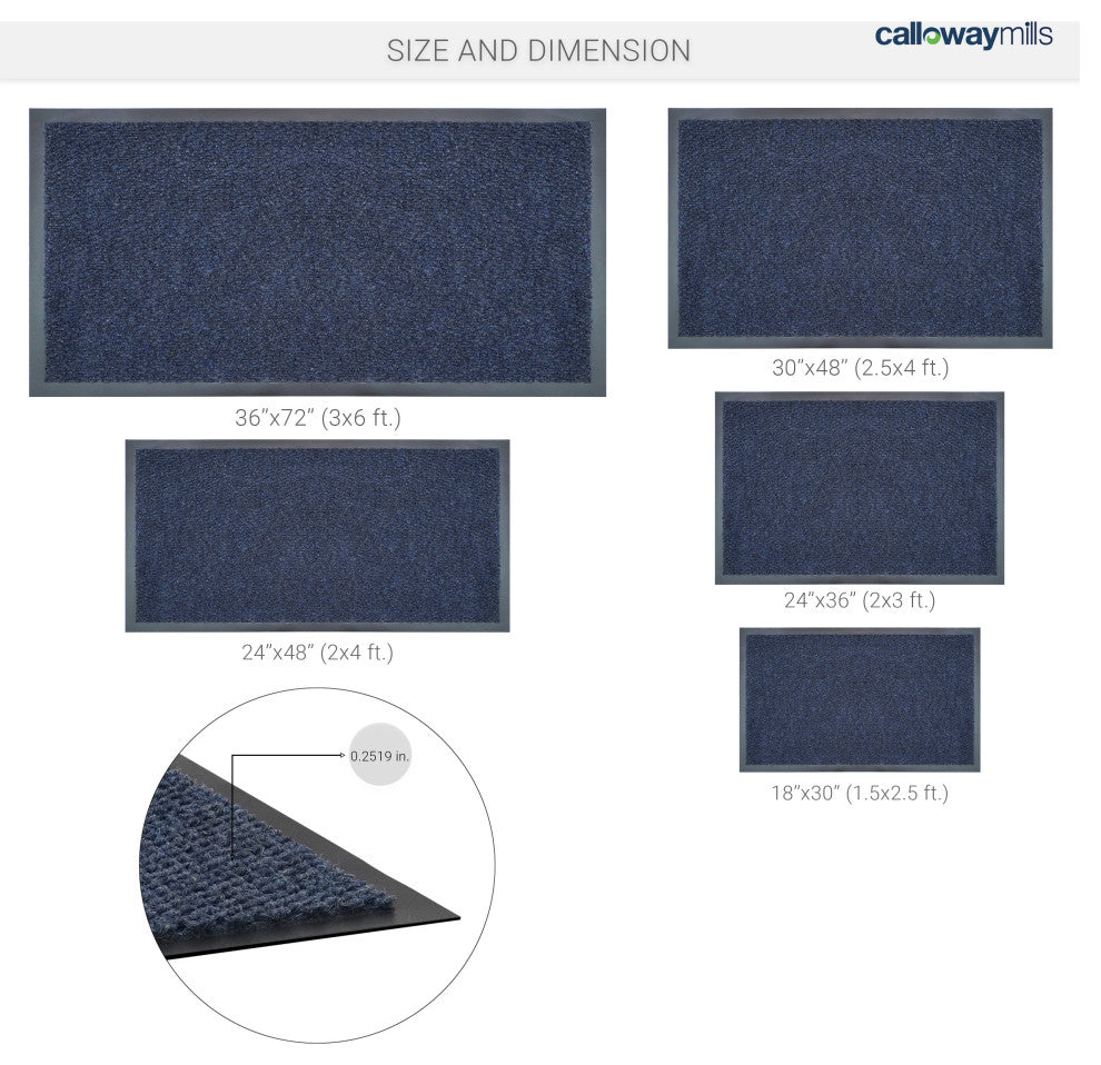Calloway Mills Blue York Walk Off Doormat, 36"x72"