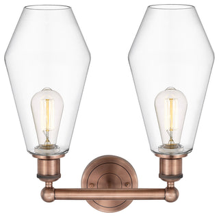 Cindyrella 2-Light 16" Bath Vanity Light, Antique Copper, Clear Shade