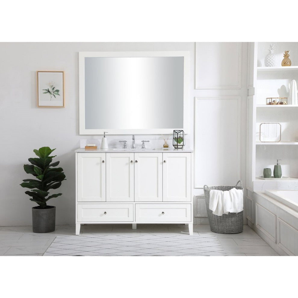 Elegant VF18048WH-BS 48"Single Bathroom Vanity, White With Backsplash