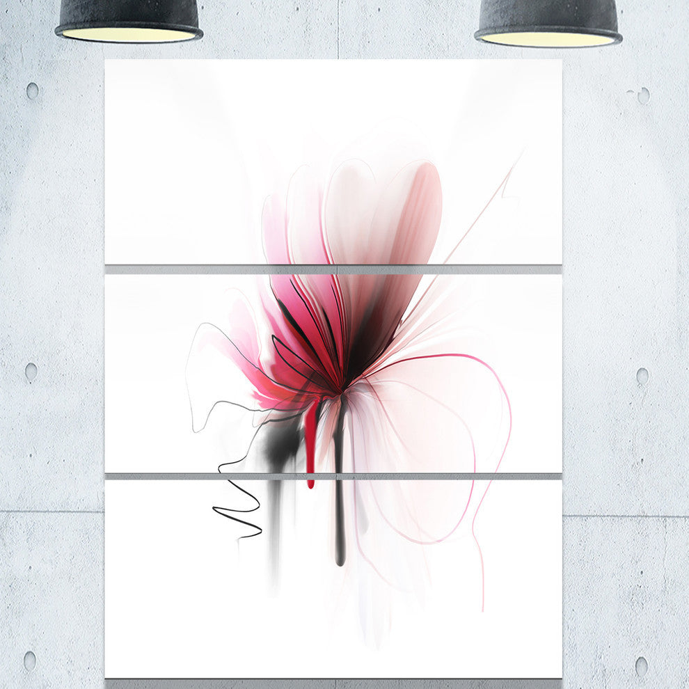 "Abstract Flower" Digital Glossy Metal Wall Art, 3 Panels, 28"x36"