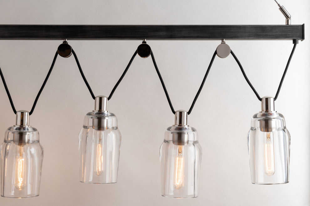 Citizen Linear Pendant, Graphite, Clear Pressed Glass