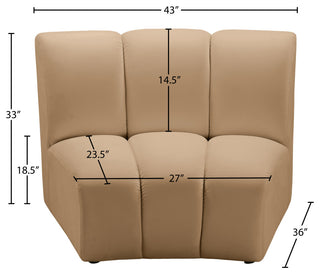 Infinity Channel Tufted Velvet Modular Chair, Camel, 1 Piece
