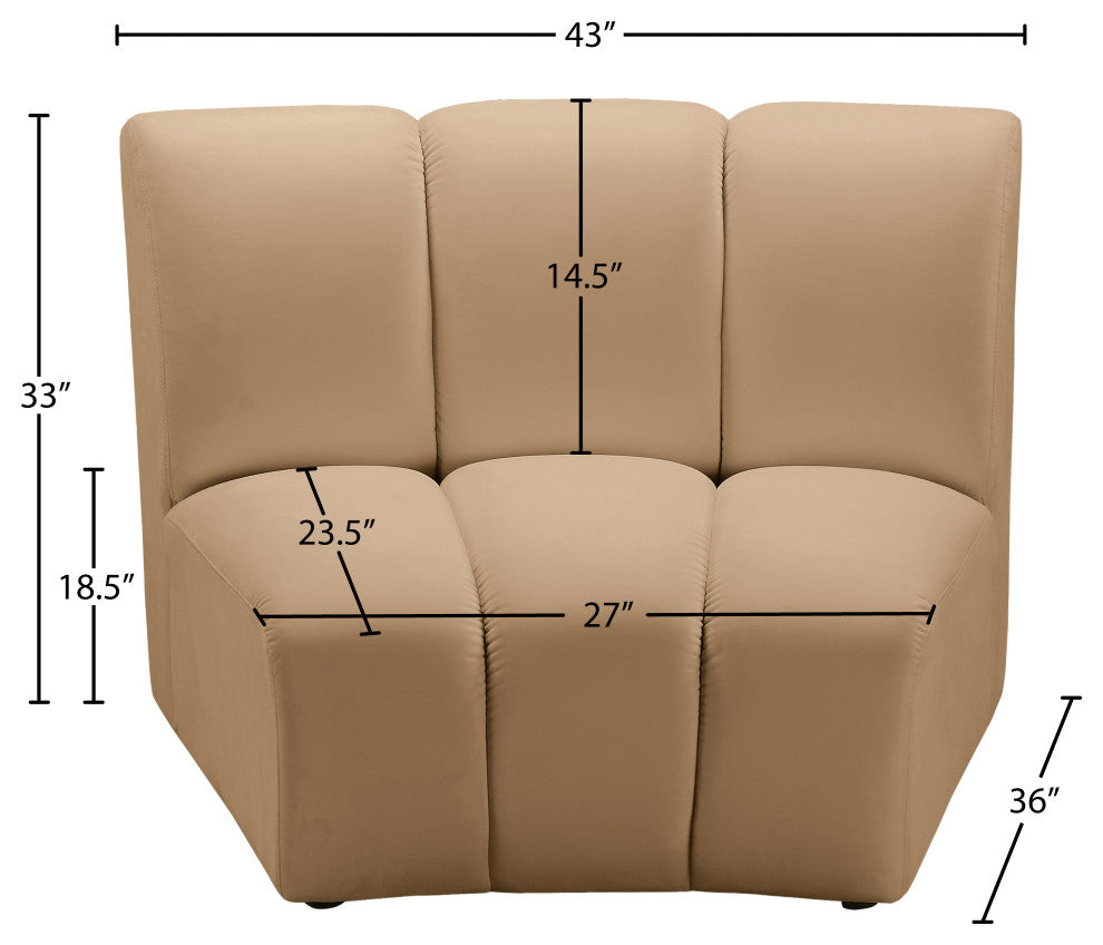 Infinity Channel Tufted Velvet Modular Chair, Camel, 1 Piece