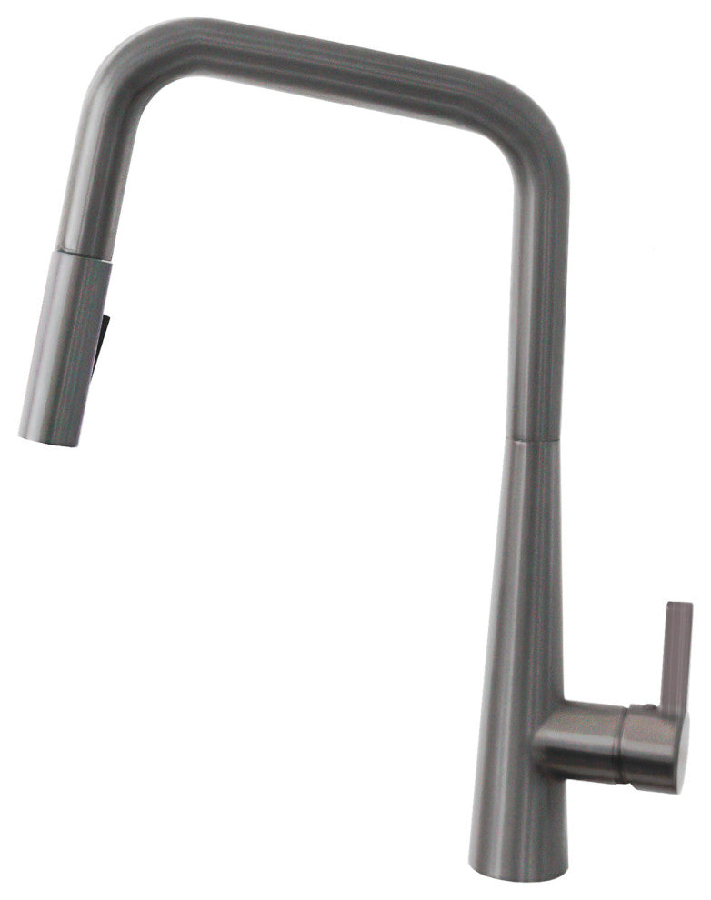 STYLISH Modern Single Handle  Pull Down Sprayer Kitchen Faucet in Gunmetal