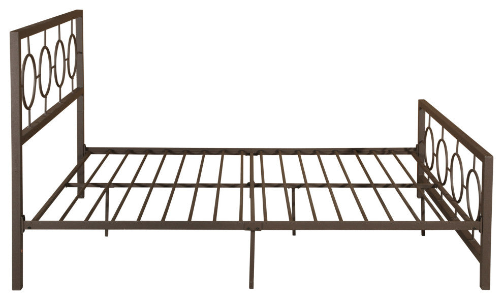 GDF Studio Doris Modern Queen Geometric Low-Profile Platform Bed Frame, Hammered