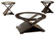 Benzara BM217446 Round Glass Coffee Table & End Table with X Shaped Base, Brown