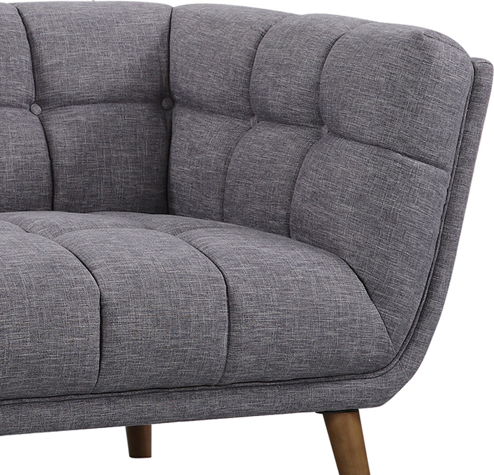 Phantom Mid-Century Modern Loveseat, Walnut, Dark Gray