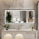 Beveled Bathroom LED Mirror Framed, Backlit and Front Light, Matte Black, 60"x28"
