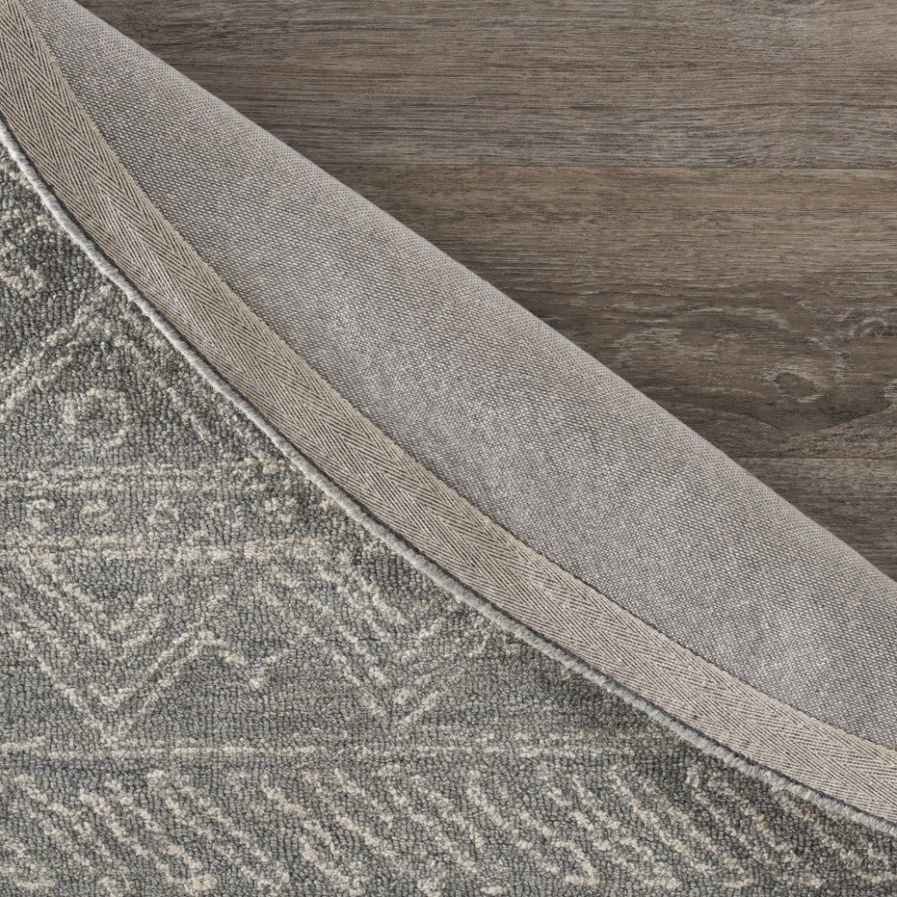 8" Round Light Gray Boho Chic Area Rug