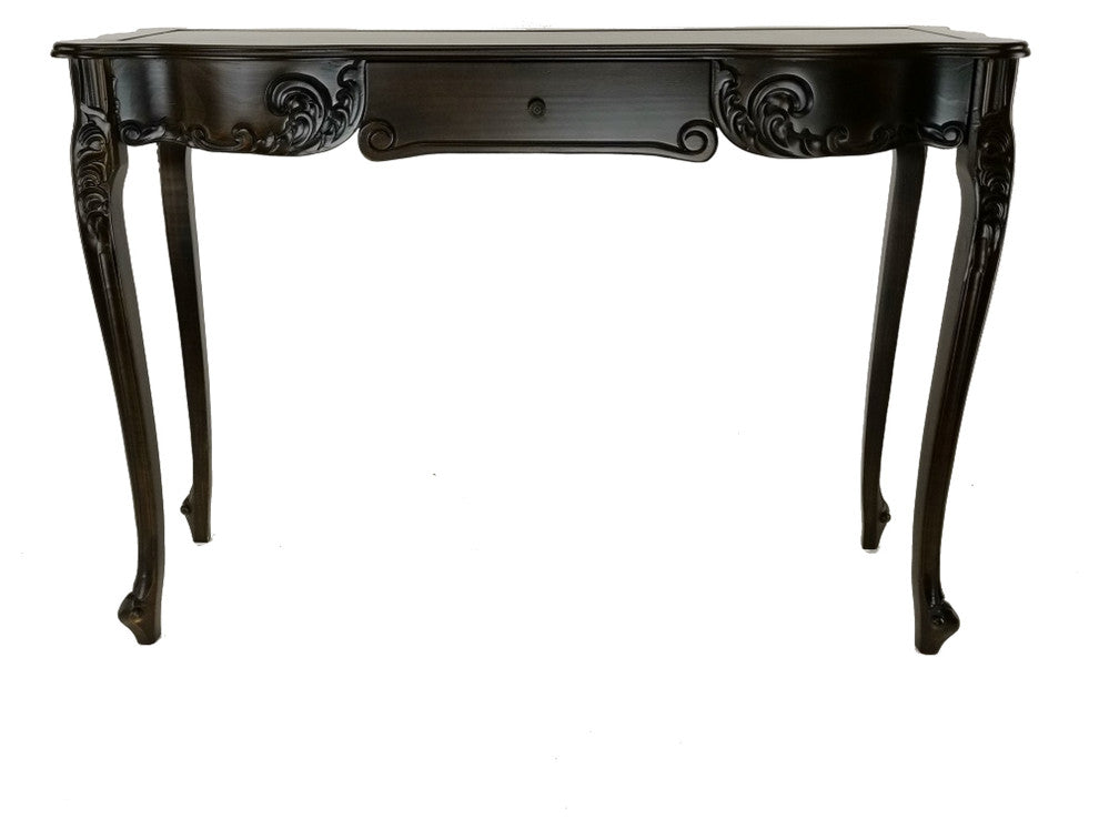 Benzara BM284648 Classic Wood Console Table, 1 Drawer, Floral Cared, Brown