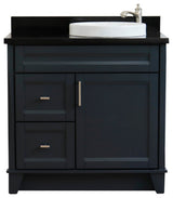 37" Single Sink Vanity, Dark Gray Finish With Black Galaxy Granite