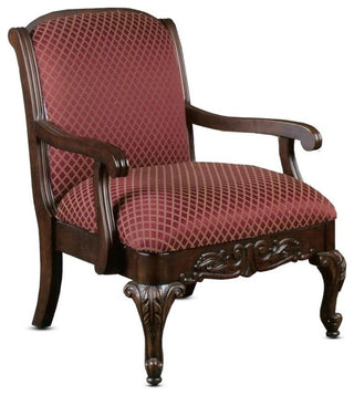 Home Square Wood Arm Chair in Walnut and Red Finish - Set of 2