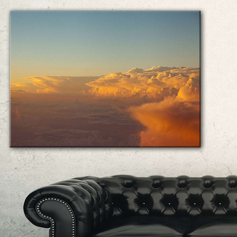 "Solotful Sunset in Sky Cloudscape" Seascape Art Canvas, 40"x30"