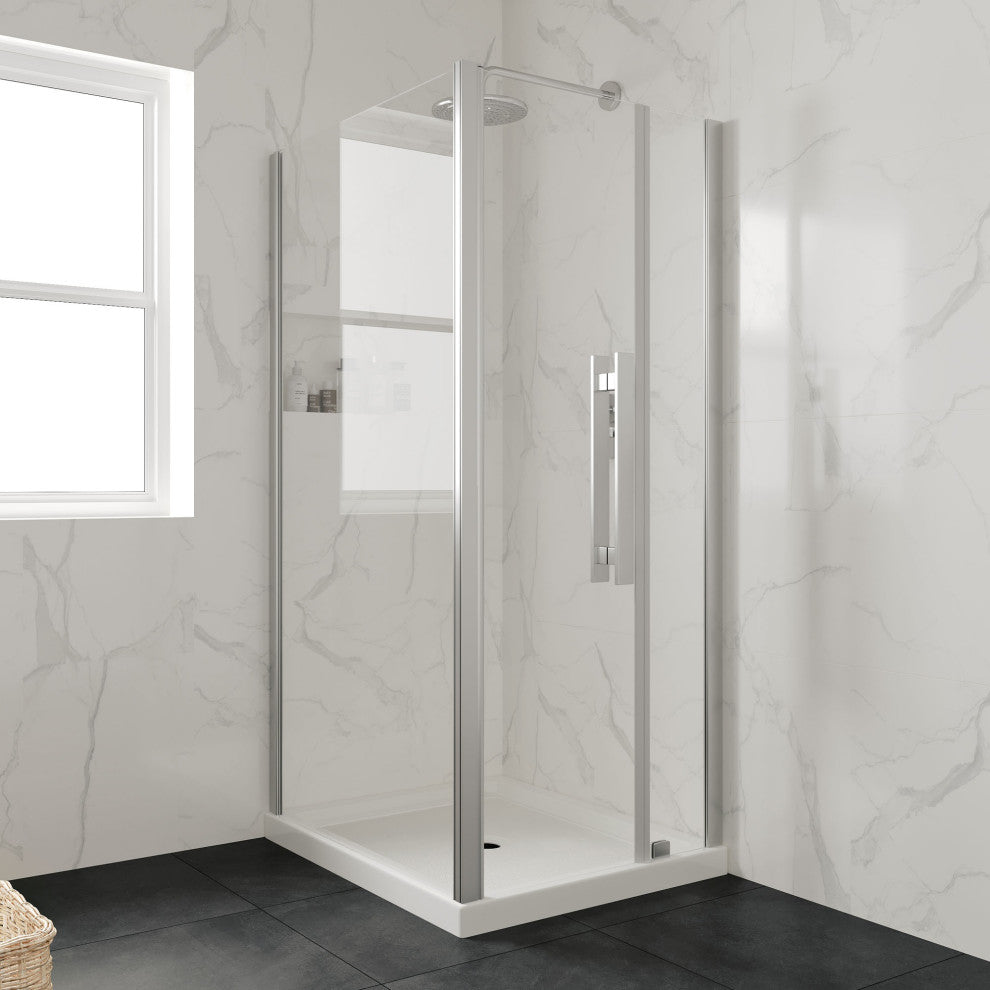 Ove Decors Erika Shower Base Rectangle, White, 38"x32", Center Drain
