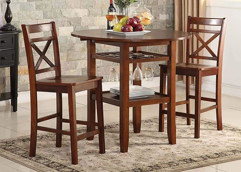 Set of 2 Wooden Counter Height Chairs, Cherry