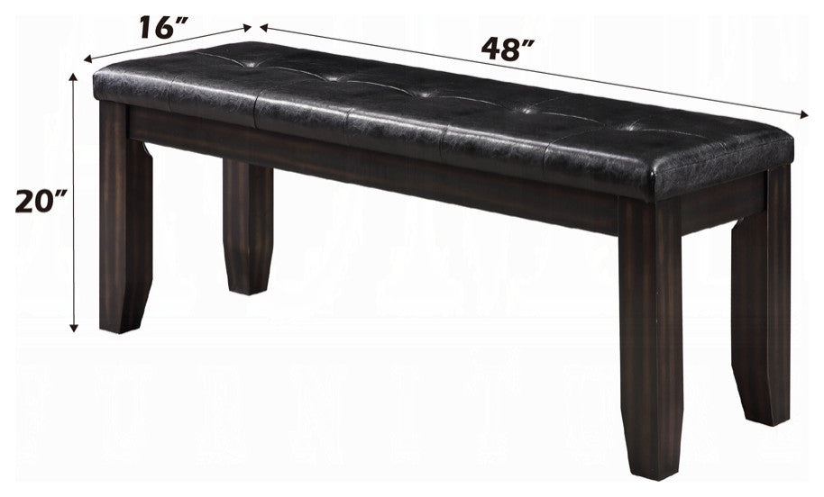 Urbana Bench, Black PU and Espresso