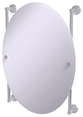 Waverly Place Oval Frameless Rail Mounted Mirror, Satin Chrome