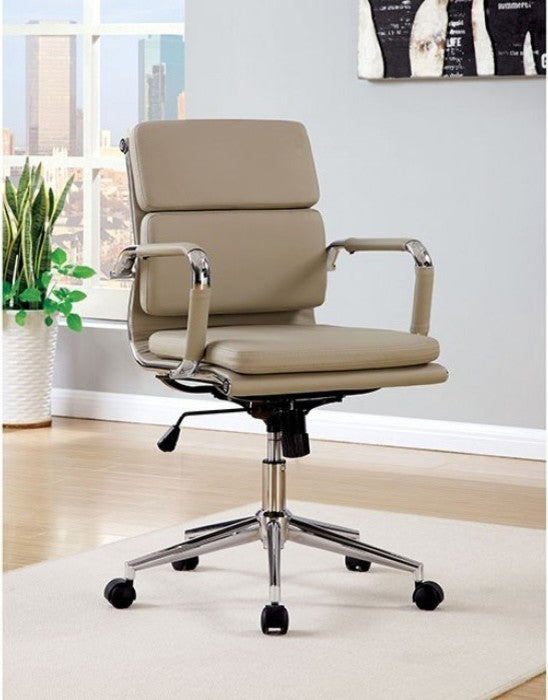 Leatherette Upholstered Contemporary Office Swivel Chair, Mocha Beige