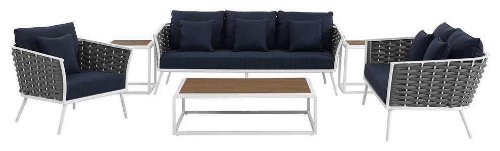 Stance 6 Piece Outdoor Patio Aluminum Sectional Sofa Set
