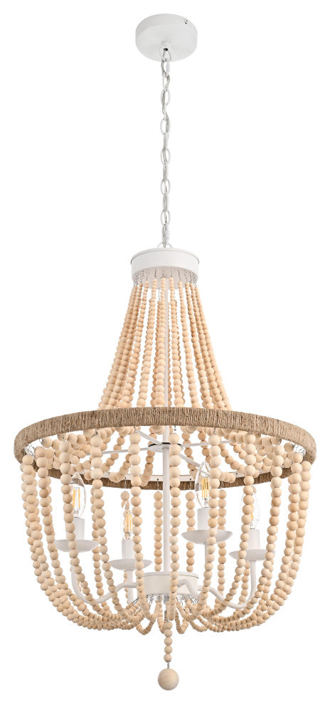 Home Living 20" Beaded Pendant, Beige
