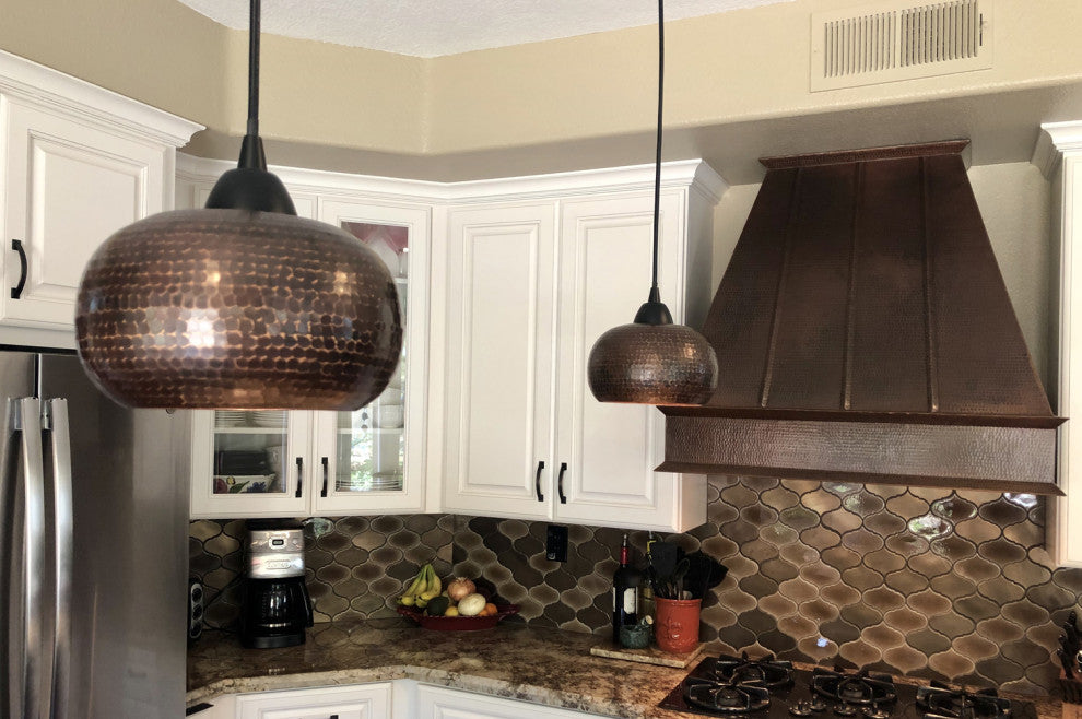 Hand Hammered Copper 7" Globe Pendant Light