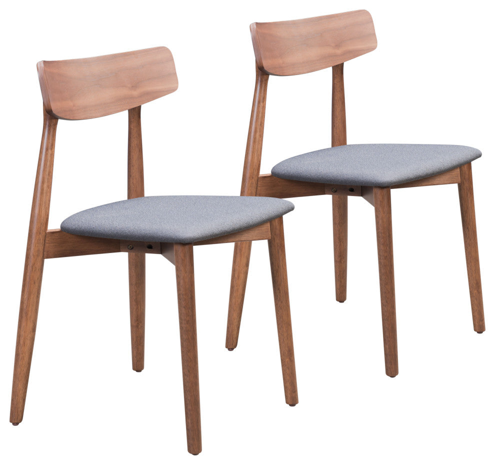 Newman Dining Chair, Set of 2 Walnut/Gray