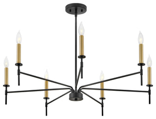 Lark 83077 Hux 7 Light 36"W Taper Candle Style Chandelier - Lacquered Brass