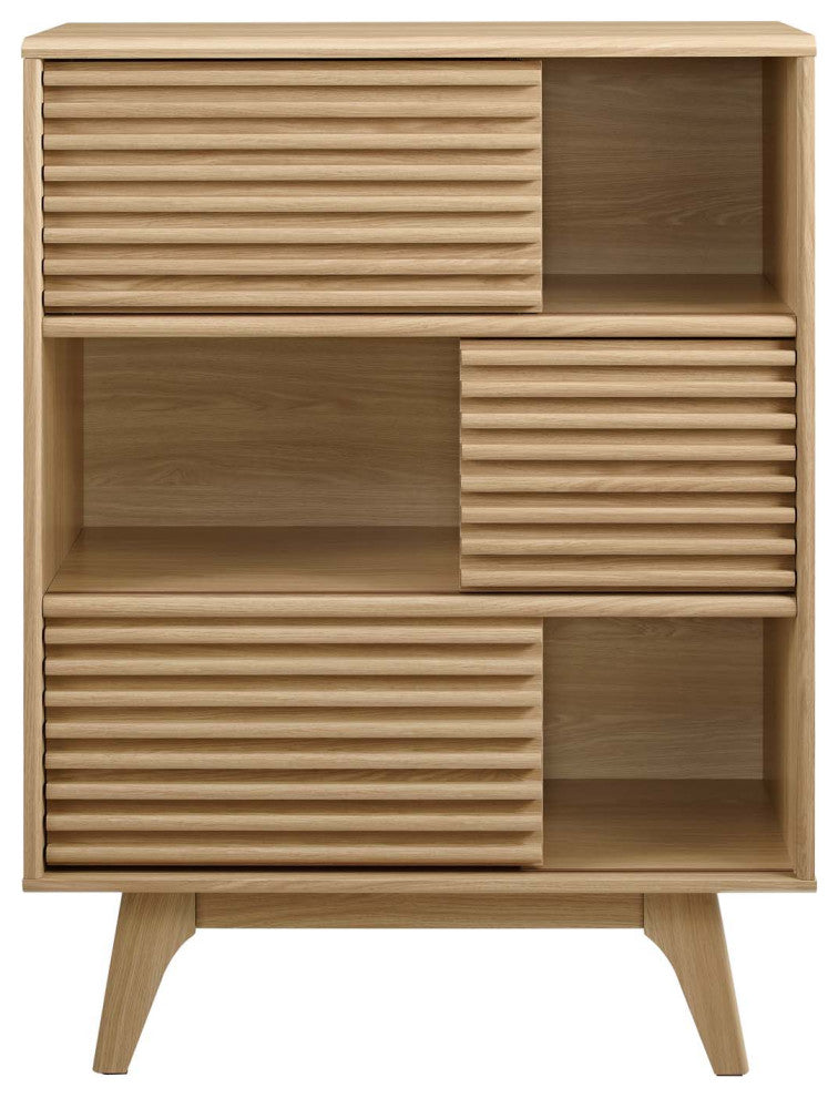 Render Three-Tier Display Storage Cabinet Stand Oak