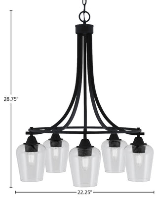 Paramount 5-Light Chandelier, Matte Black, 5" Clear Bubble Glass