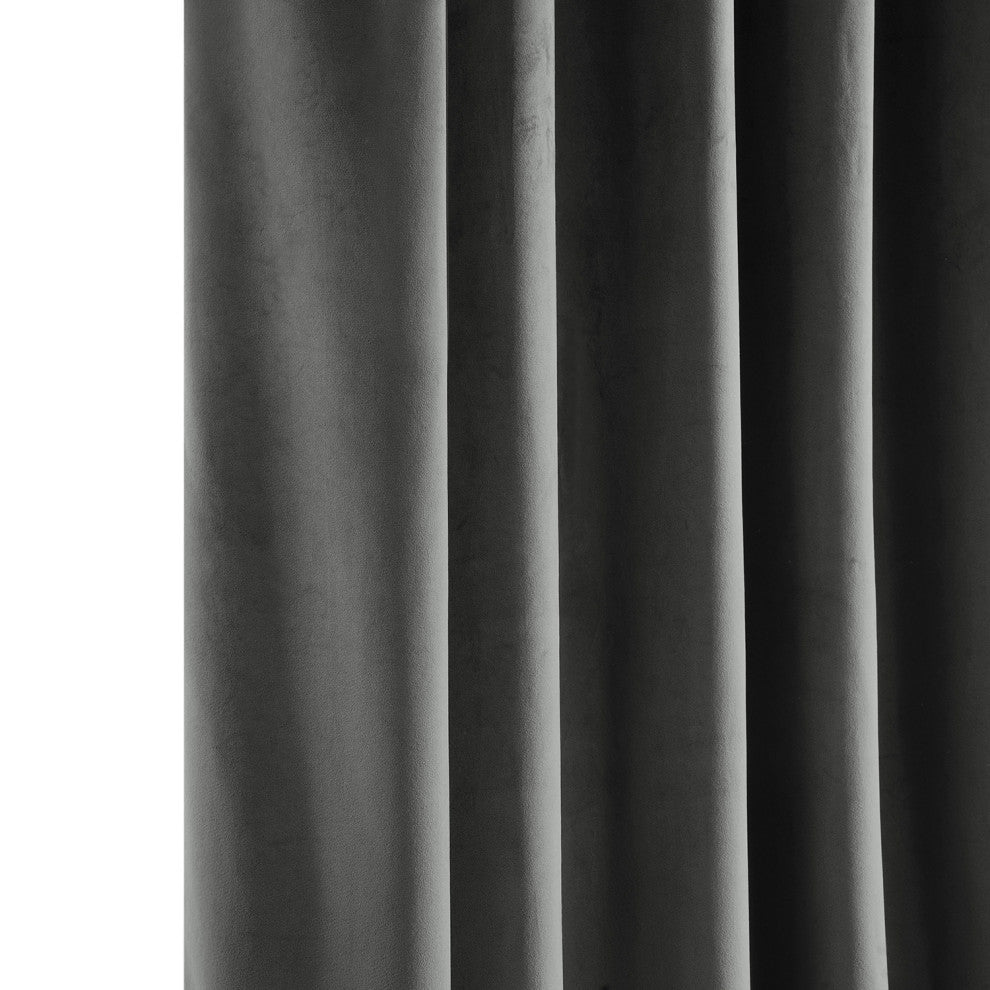 Heritage Plush Velvet Curtain Single Panel, Pepper Grey, 50"x108"