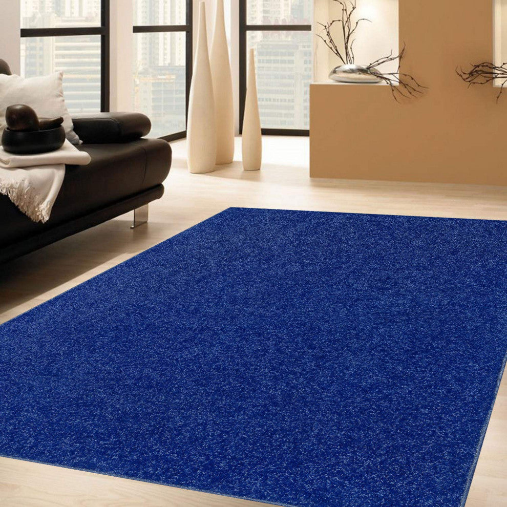 Broadway Collection Solid Color Area Rugs Neon Blue - 2' Octagon