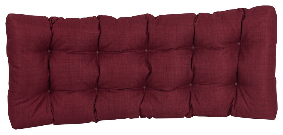 51"X19" Tufted Solid Outdoor Spun Polyester Loveseat Cushion, Merlot