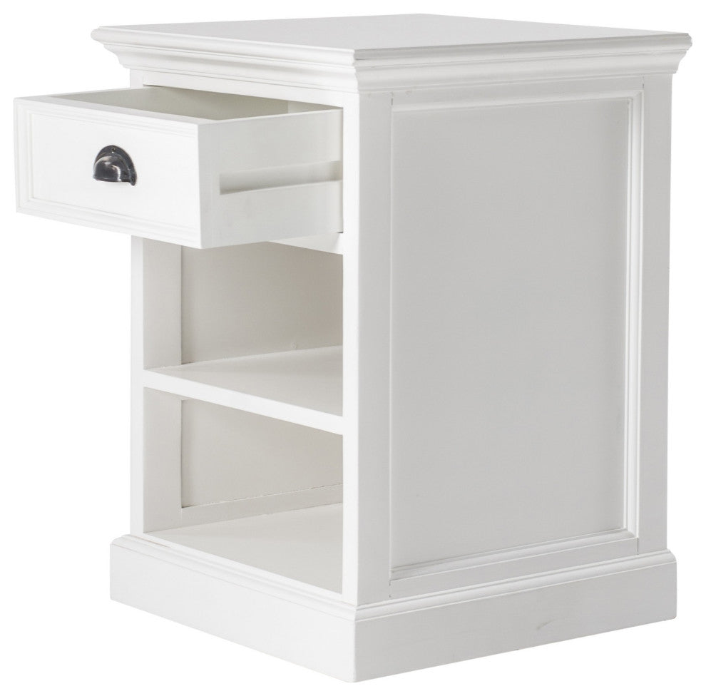 Classic White Nightstand With Shelves