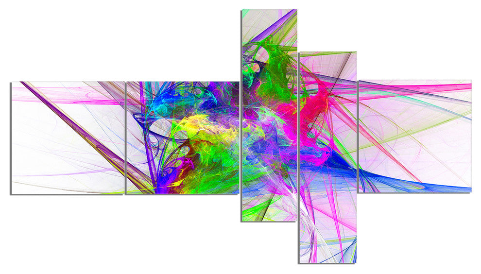 Glowing Ball of Smoke, Abstract Canvas art print, 60"x32", 5 panels
