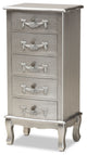 Callen Classic and Traditional Brushed Silver Finished Wood 5-Drawer Chest