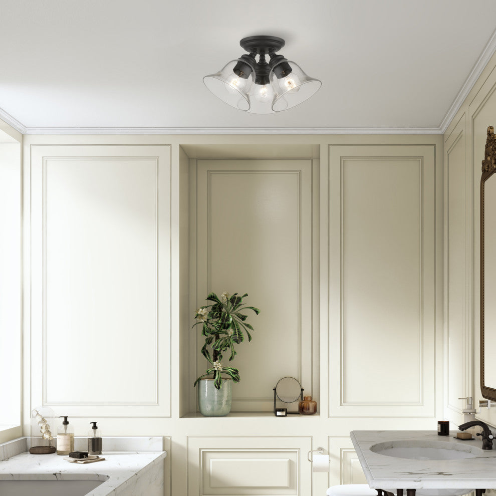 Moreland 3 Light Black Large Semi-Flush