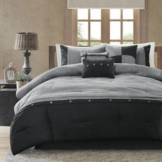 Madison Park Microsuede Printed 7-Piece Comforter Set, King