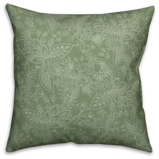 Green Paisley Pattern 20x20 Spun Poly Pillow Cover