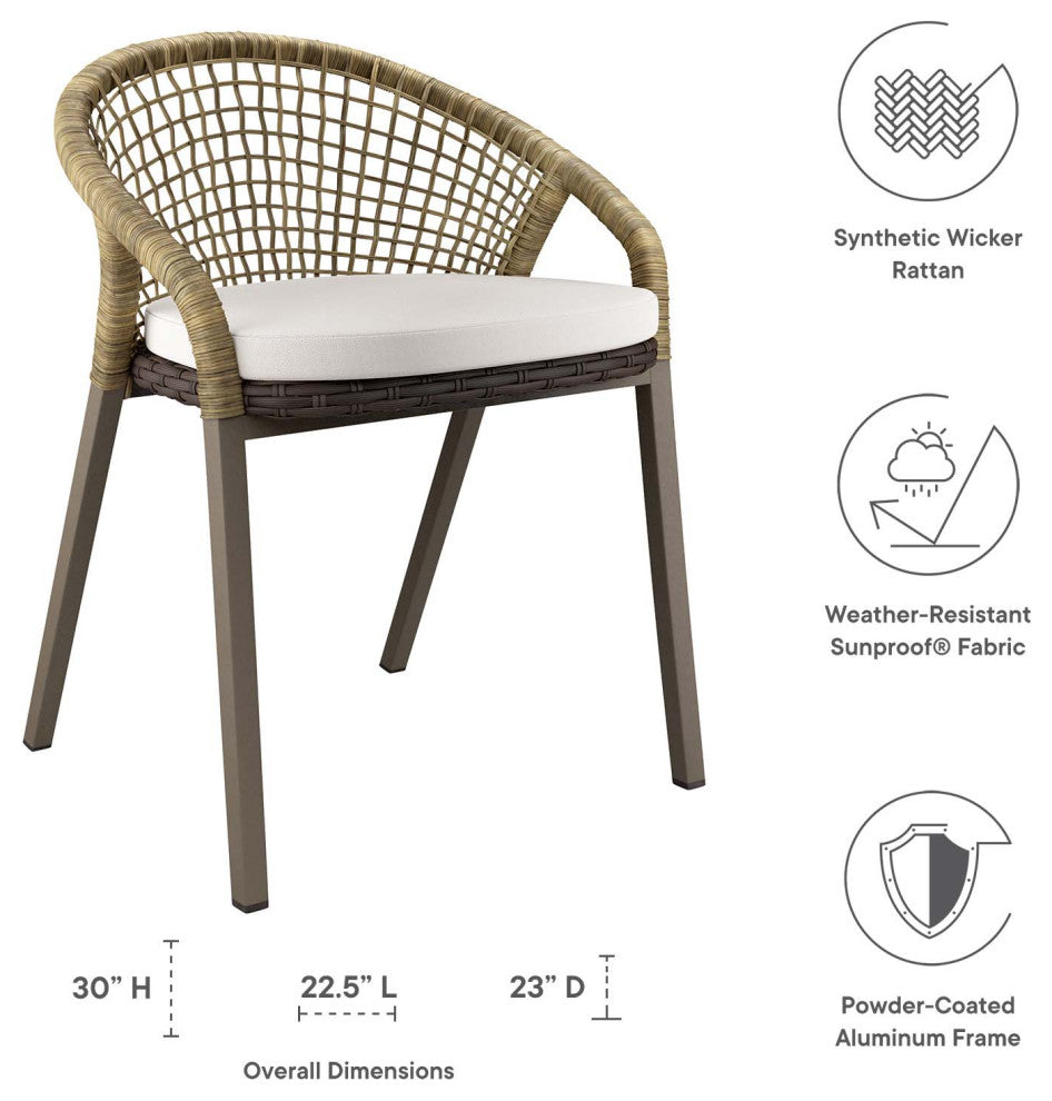 Meadow Outdoor Patio Dining Chairs Set of 2, Natural White