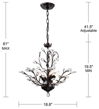 Cathy 4-light Antique Copper Crystal Leaves Chandelier