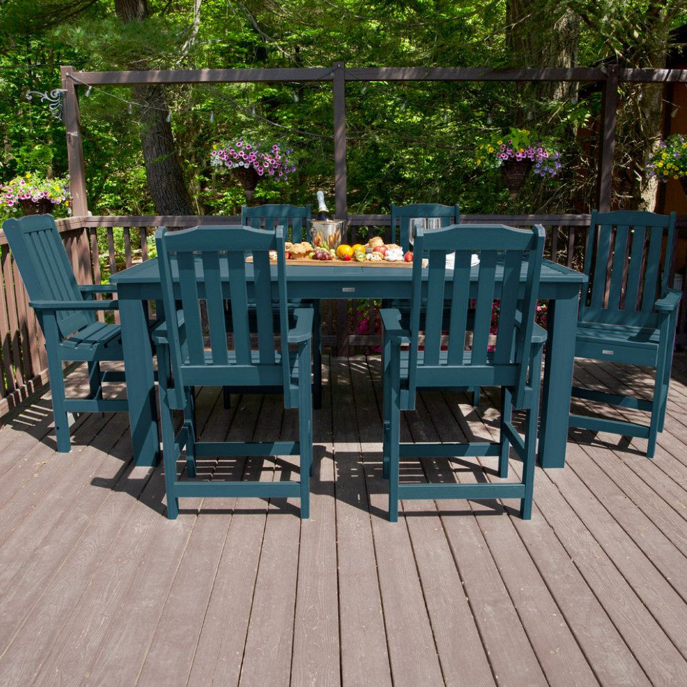 Lehigh 7-Piece Rectangle Counter-Height Dining Set, Nantucket Blue