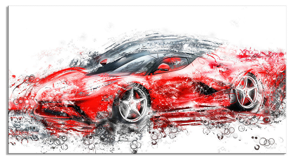 "Sleek Red Sports Car" Canvas Painting