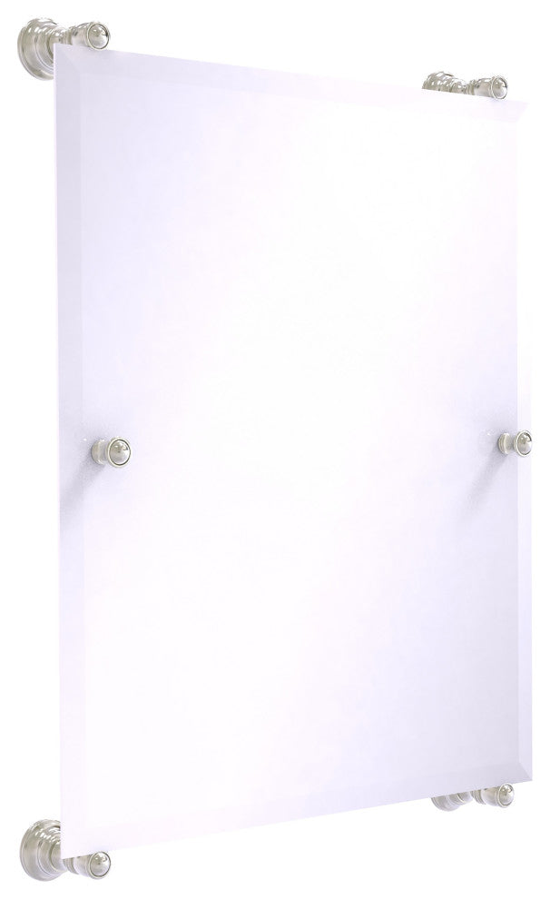Carolina Frameless Rail Mounted Mirror, Satin Nickel
